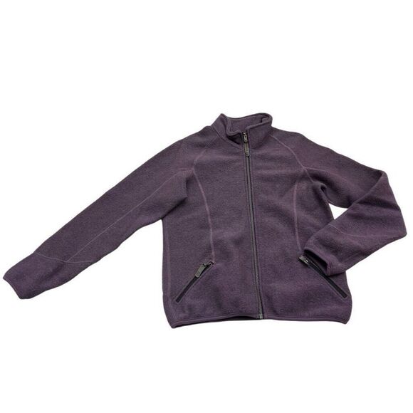 IBEX Womens USA Made 100% Wool Full Zip Sweater Mock Neck Purple Large Vintage - Picture 1 of 14